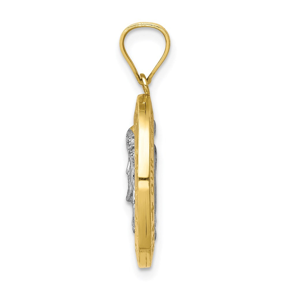 10k Yellow Gold w/Rhodium Reversible Jesus and Guadalupe Medal