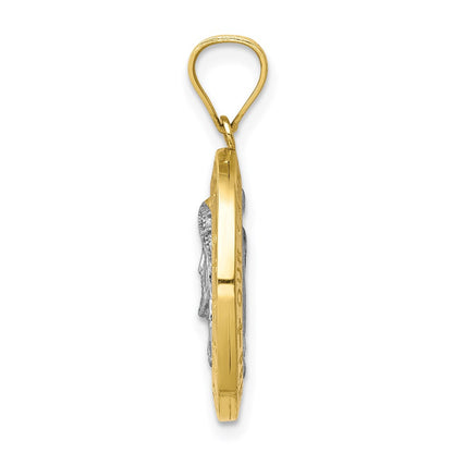 10k Yellow Gold w/Rhodium Reversible Jesus and Guadalupe Medal