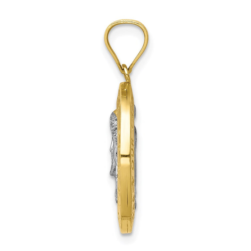 10k Yellow Gold w/Rhodium Reversible Jesus and Guadalupe Medal