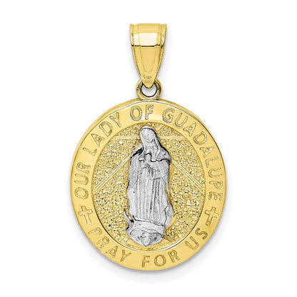 10k Yellow Gold w/Rhodium Reversible Jesus and Guadalupe Medal