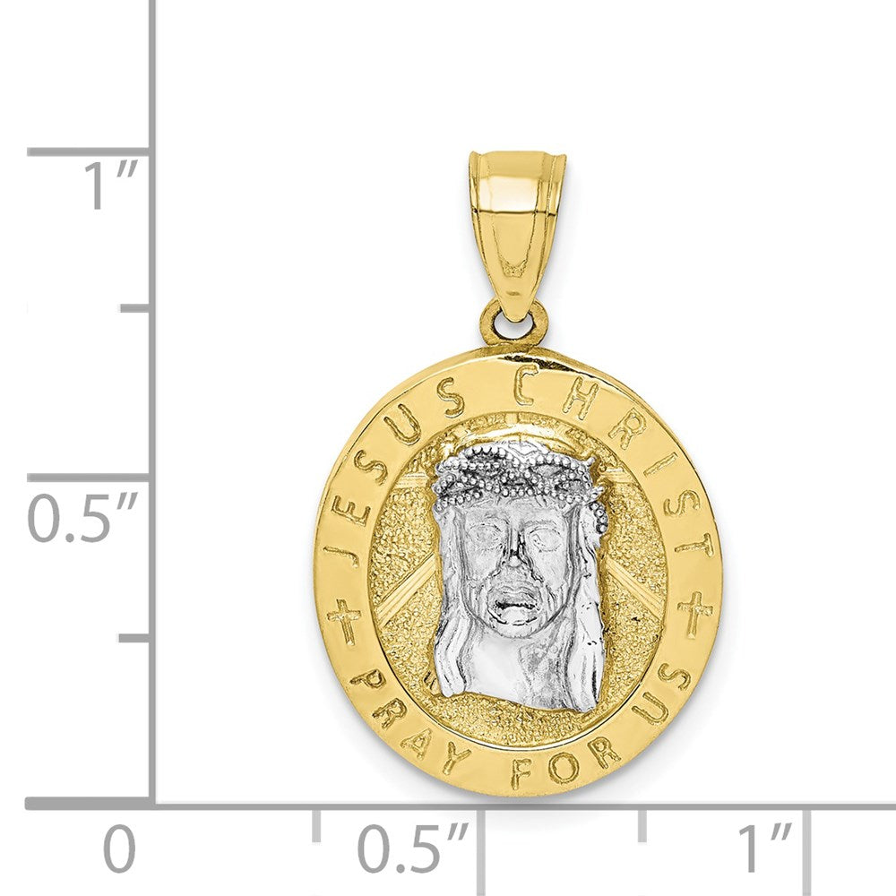 10k Yellow Gold w/Rhodium Reversible Jesus and Guadalupe Medal