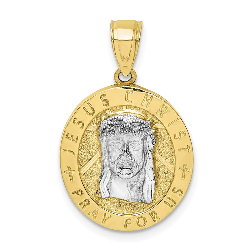 10k Yellow Gold w/Rhodium Reversible Jesus and Guadalupe Medal