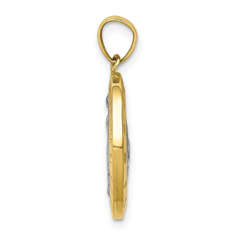 10k Yellow Gold w/Rhodium Reversible Lady of Guadalupe/Praying Hands Medal