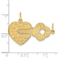 10k Yellow Gold Heart and Key Break-apart Charm