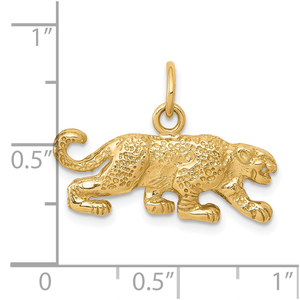 10k Yellow Gold Solid Satin Small Leopard Charm