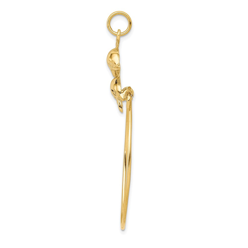 10k Yellow Gold Double Dolphin Charm Holder