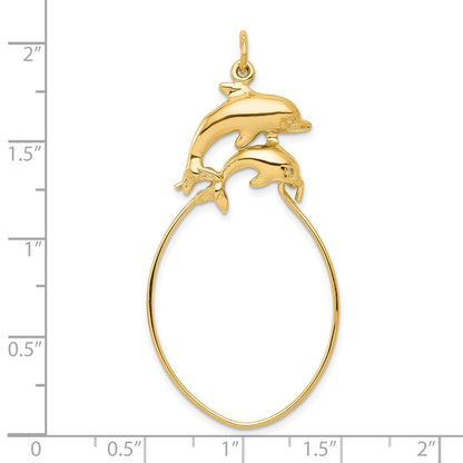 10k Yellow Gold Double Dolphin Charm Holder