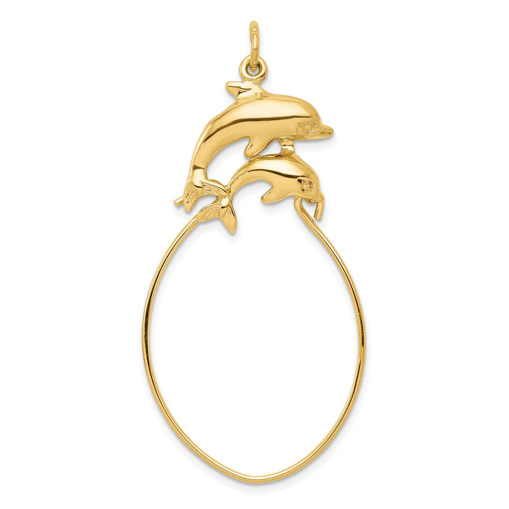 10k Yellow Gold Double Dolphin Charm Holder