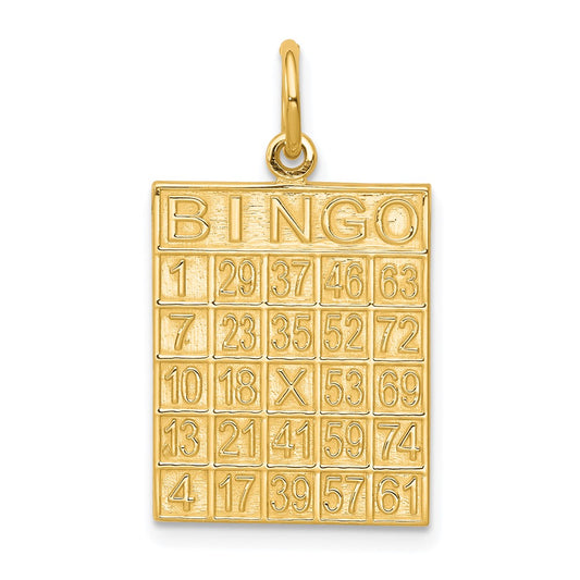 10k Yellow Gold Solid Bingo Card Charm