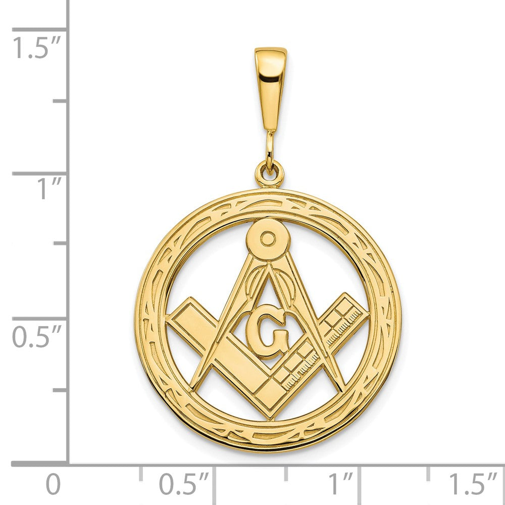10k Yellow Gold Polished and Textured Masonic Symbol Pendant