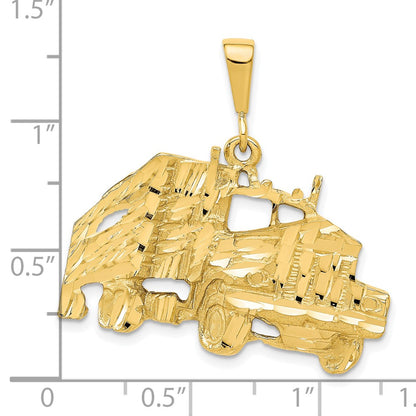 10k Yellow Gold Solid Diamond-cut Semi with Trailer Charm