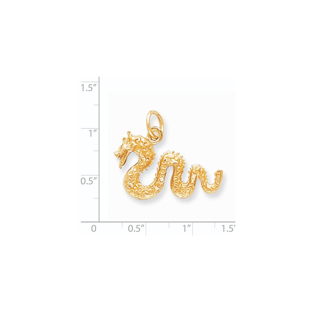 10k Yellow Gold Solid Diamond-cut Serpent Charm