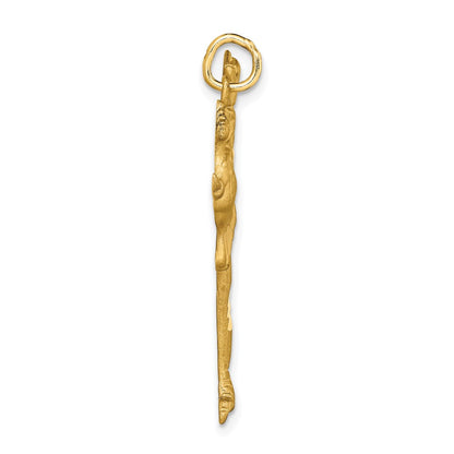 10k Yellow Gold Solid Diamond-cut Figure Skater Charm