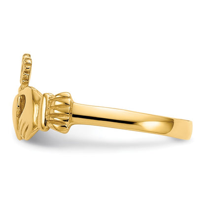 10K Yellow Gold Polished Ladies Claddagh Ring