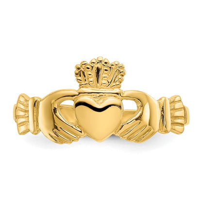 10K Yellow Gold Polished Ladies Claddagh Ring