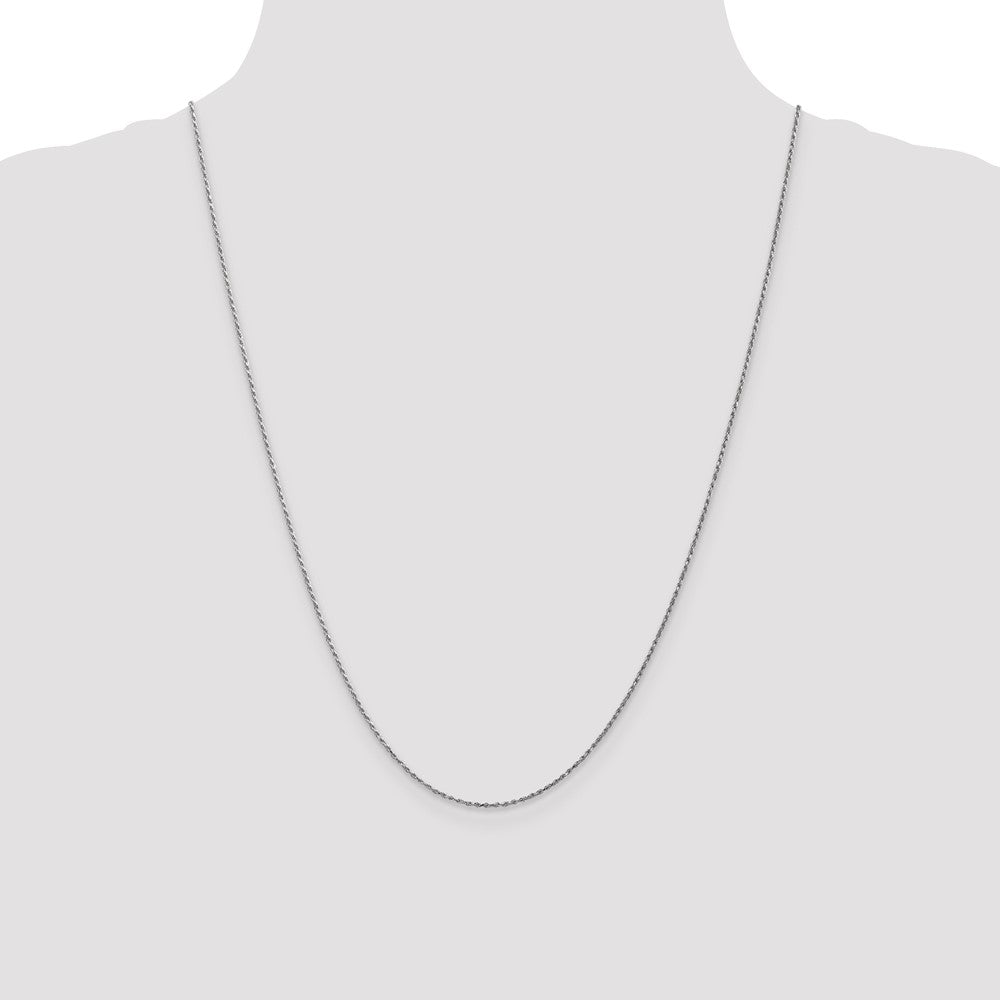 10k White Gold .95mm Carded Cable Rope Chain Necklace