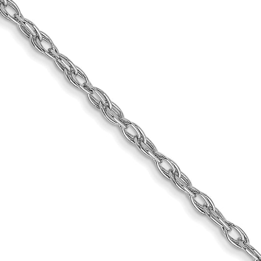 14K White Gold 16 inch Carded 1.35mm Cable Rope with Spring Ring Clasp Chain Necklace