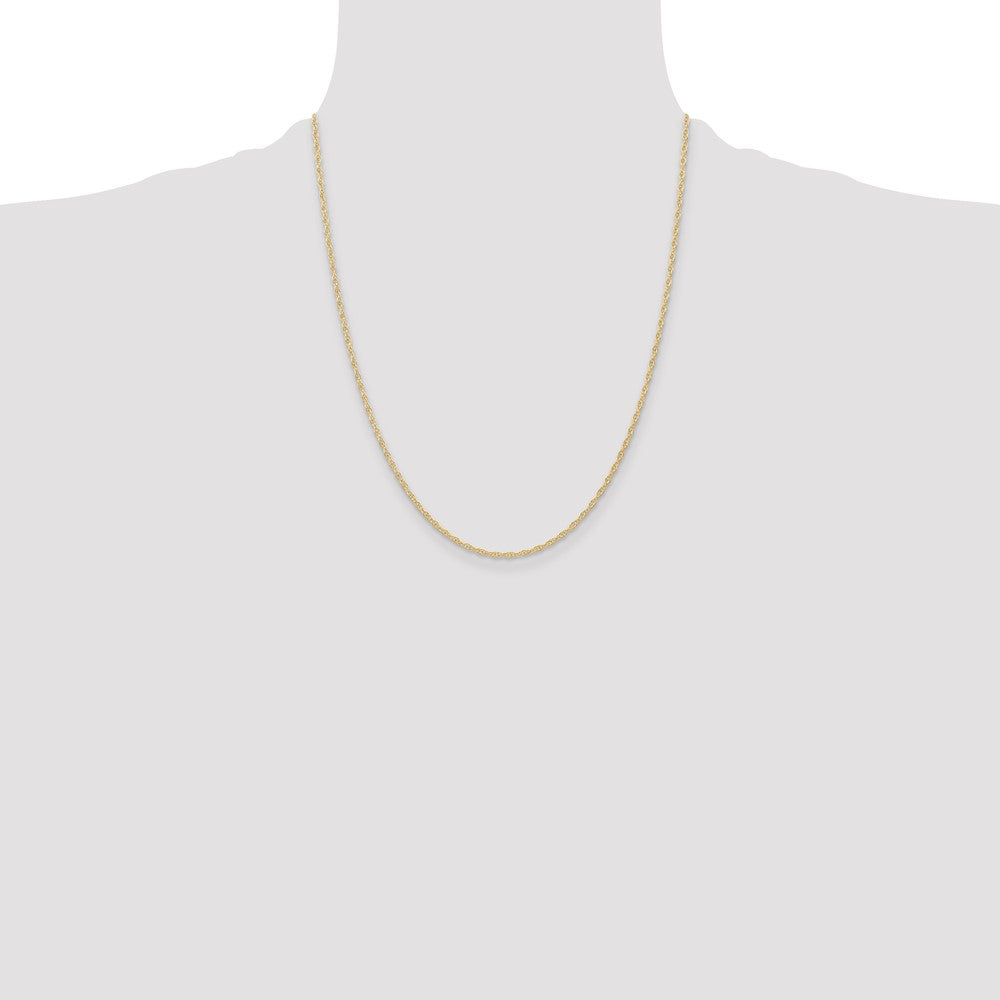 14K Yellow Gold 1.35mm Carded Cable Rope Chain Necklace