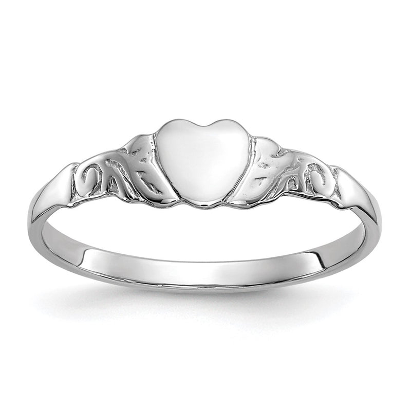 14K White Gold Heart Ring