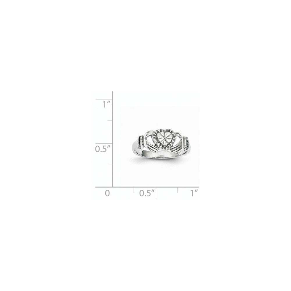 14K White Gold Polished Claddagh Ring