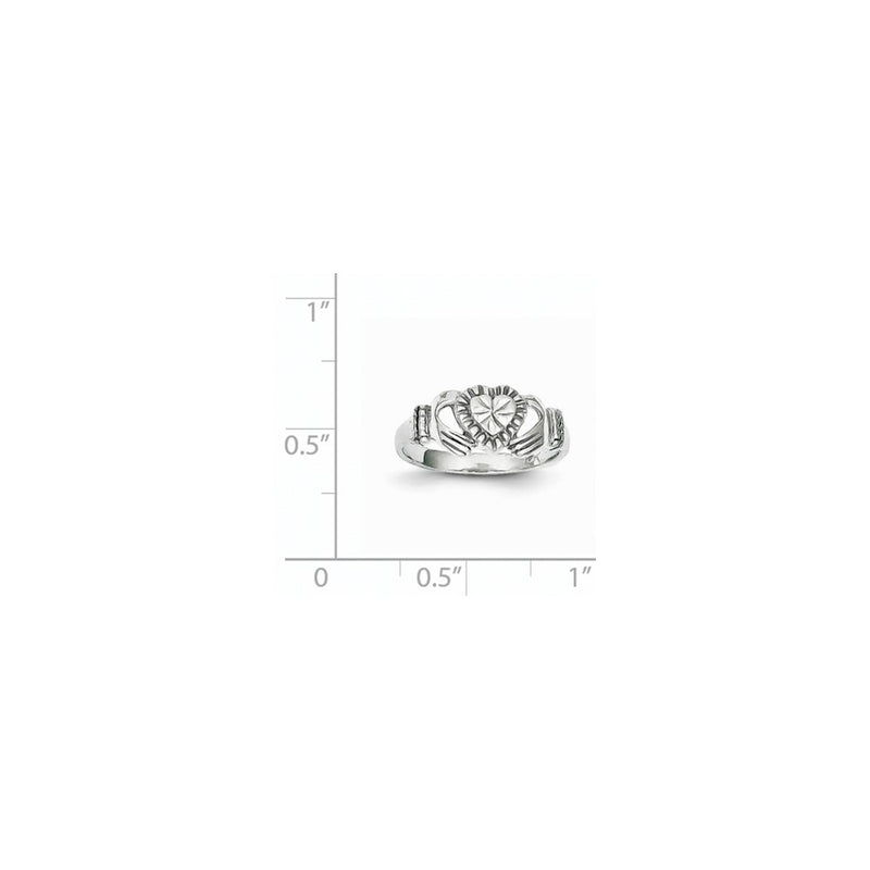 14K White Gold Polished Claddagh Ring