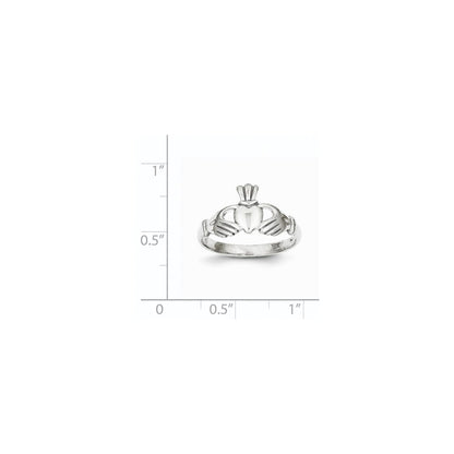 14K White Gold Polished Claddagh Ring