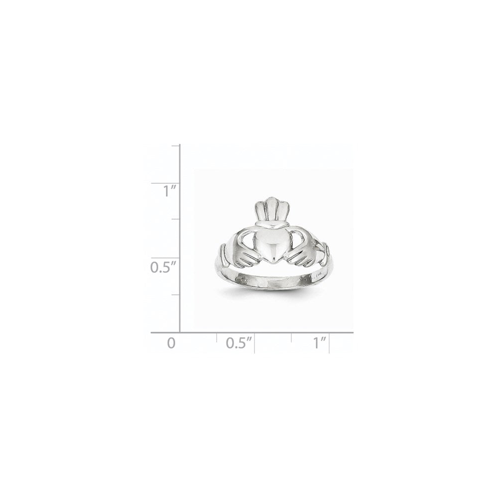 14K White Gold Polished Claddagh Ring