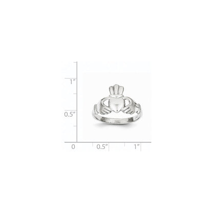 14K White Gold Polished Claddagh Ring