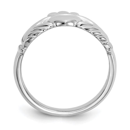 14K White Gold Polished Claddagh Ring