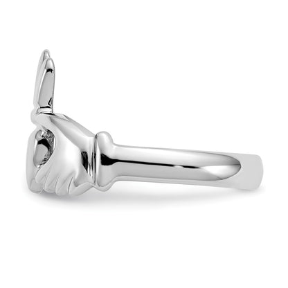 14K White Gold Polished Claddagh Ring