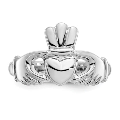 14K White Gold Polished Claddagh Ring