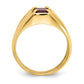 10K Yellow Gold Created Ruby & .02ct Real Diamond Men's Ring