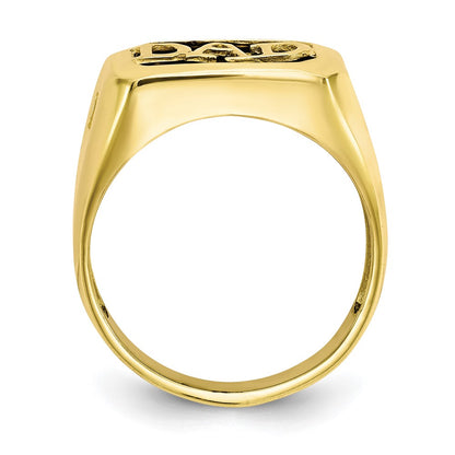 10K Yellow Gold Men's Real Diamond and Black Onyx DAD Ring