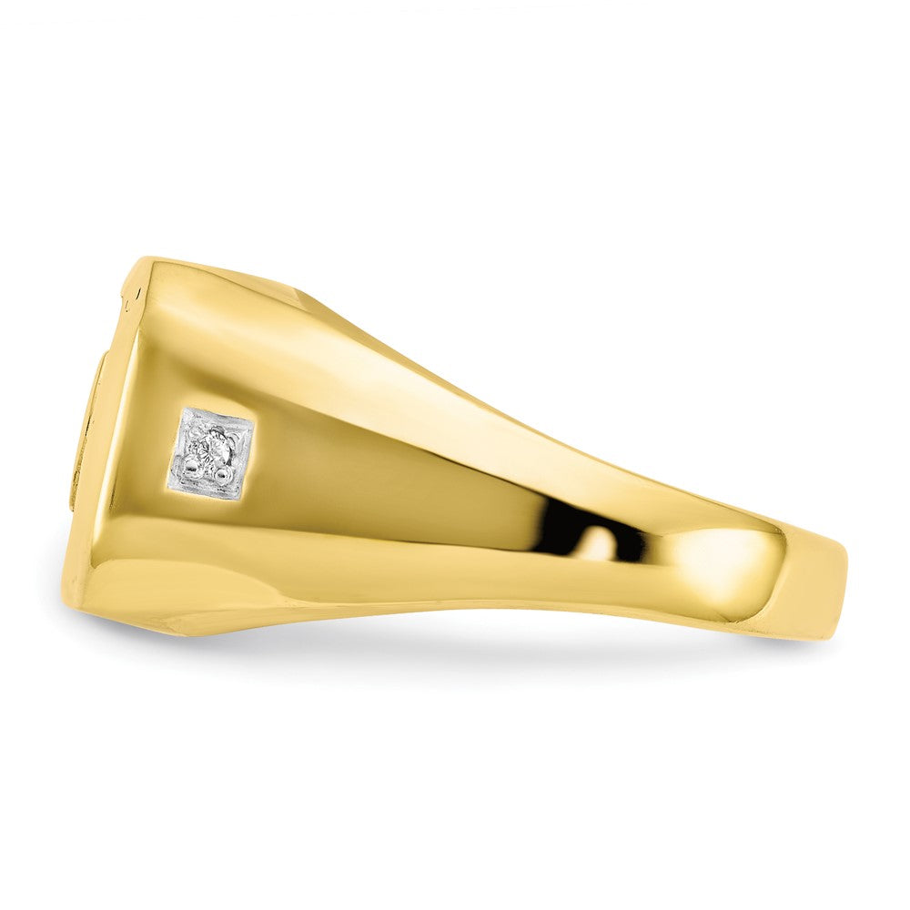 10K Yellow Gold Men's Real Diamond and Black Onyx DAD Ring