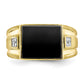 10K Yellow Gold Men's Real Diamond and Black Onyx Signet Ring