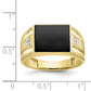 10K Yellow Gold Men's Real Diamond and Black Onyx Signet Ring