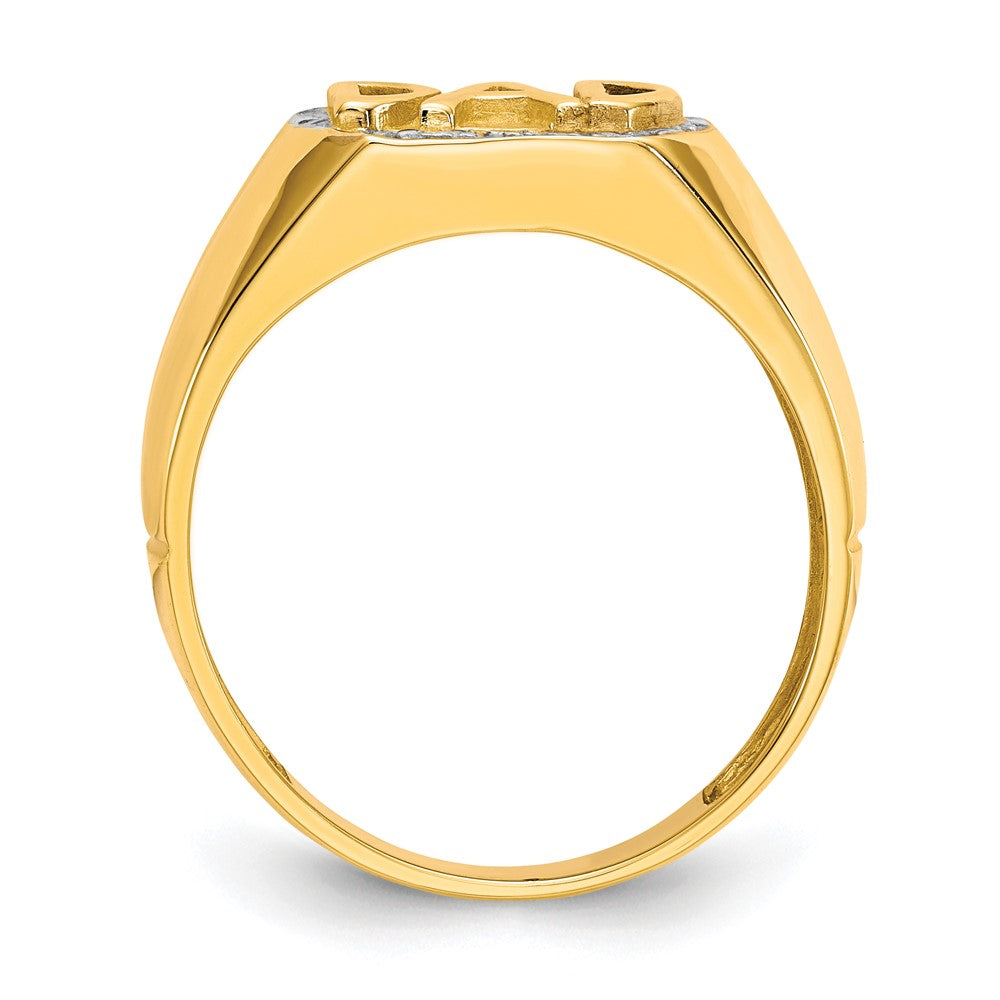 Men's Real Diamond DAD Ring in Solid 10k Yellow Gold Perfect Father's Day Gift