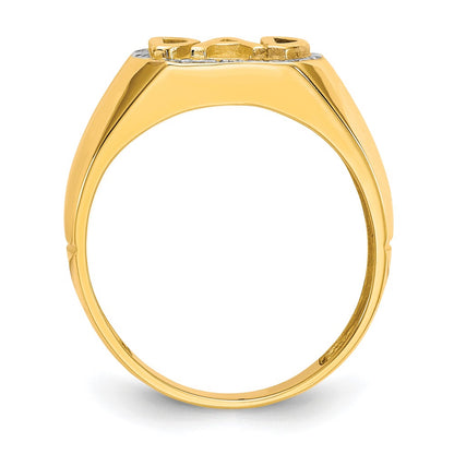 Men's Real Diamond DAD Ring in Solid 10k Yellow Gold Perfect Father's Day Gift