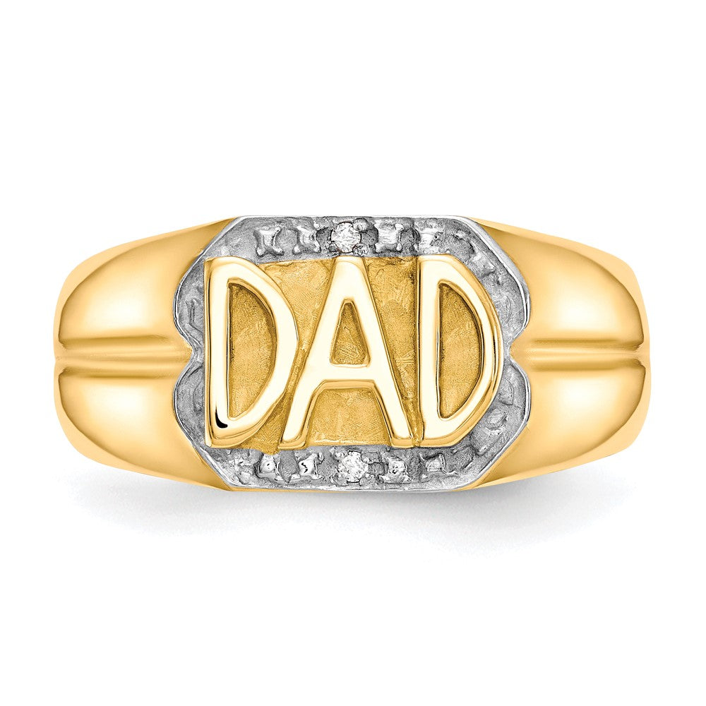 Men's Real Diamond DAD Ring in Solid 10k Yellow Gold Perfect Father's Day Gift