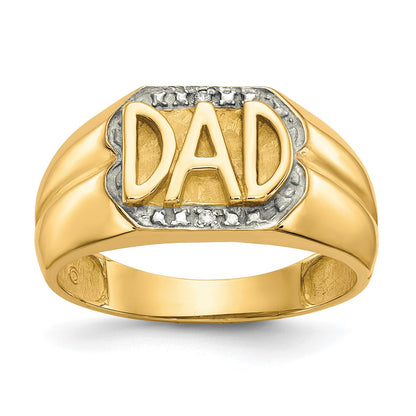 Men's Real Diamond DAD Ring in Solid 10k Yellow Gold Perfect Father's Day Gift