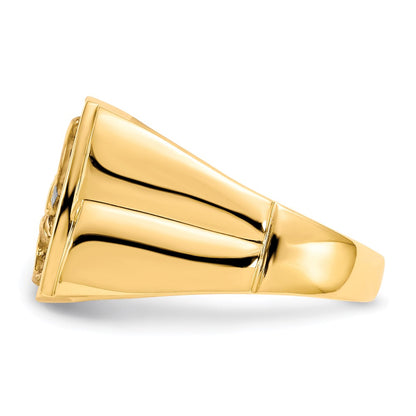 10K Yellow Gold & Rhodium .10ct Real Diamond Mens Eagle Ring