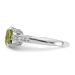 Real Diamond & 8x8mm Peridot Birthstone Gemstone Engagement Ring in 14K White Gold