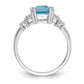 14K White Gold Real Diamond and Blue Topaz Ring