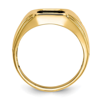 10K Yellow Gold Onyx & .01ct Real Diamond Mens Cross Ring