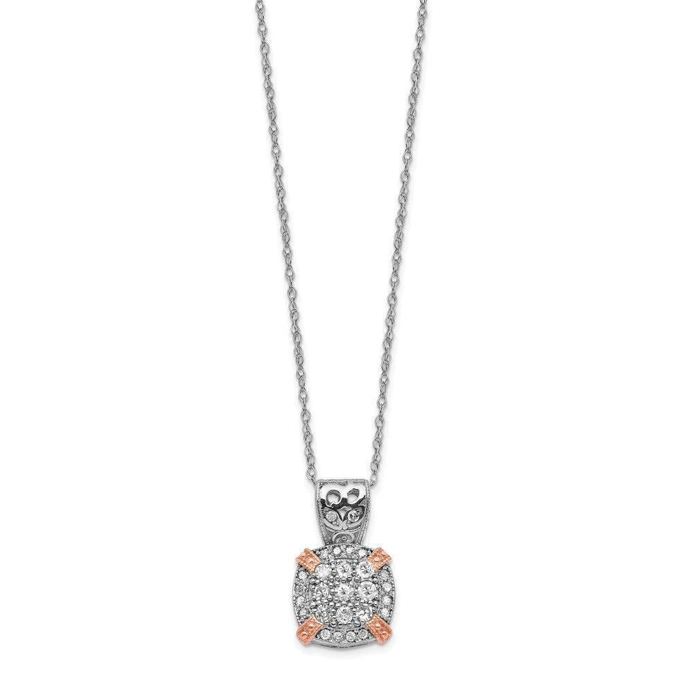 10k Two-tone Gold Tiara Collection Two-tone Gold Rose & White Diamond Necklace
