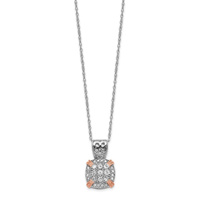 10k Two-tone Gold Tiara Collection Two-tone Gold Rose & White Diamond Necklace