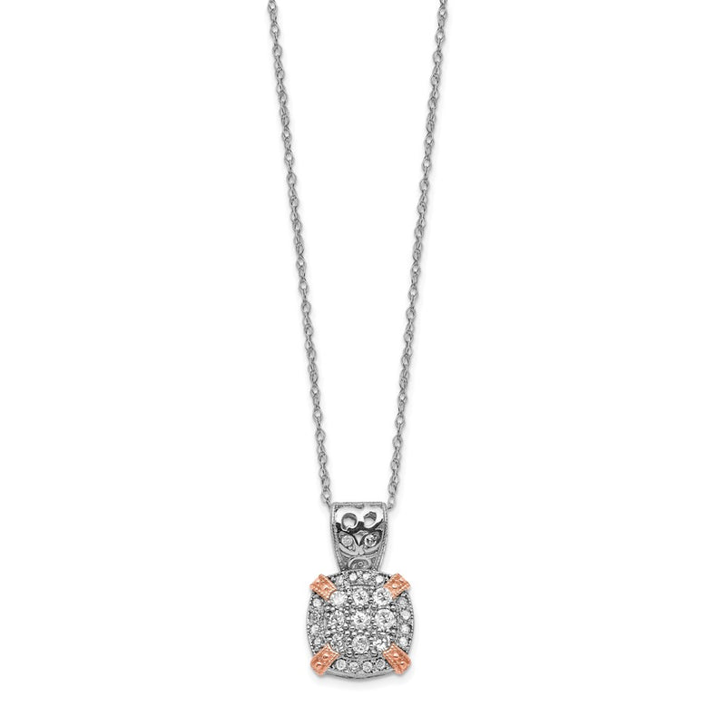 10k Two-tone Gold Tiara Collection Two-tone Gold Rose & White Diamond Necklace