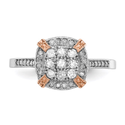Real 1/3Ct. Diamond Engagement Ring in 14K White and Rose Gold