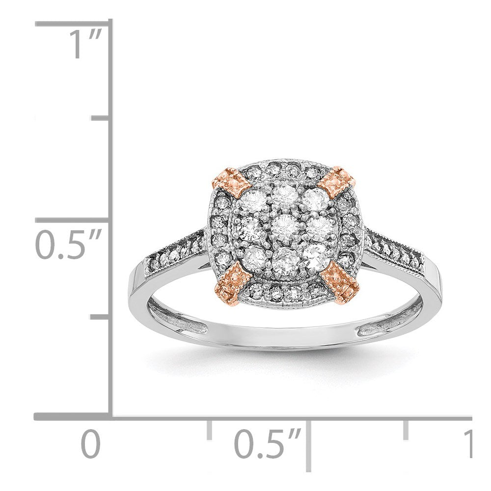 Real 1/3Ct. Diamond Engagement Ring in 14K White and Rose Gold