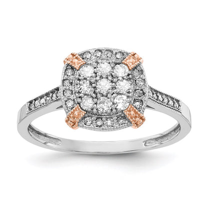 Real 1/3Ct. Diamond Engagement Ring in 14K White and Rose Gold